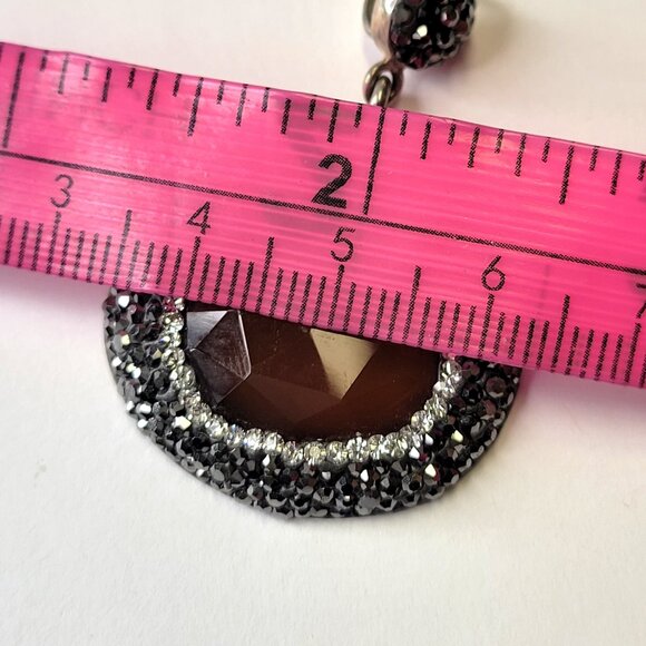 Brown Agate Swaroski Pendant 925 Sterling Silver - Picture 10 of 14